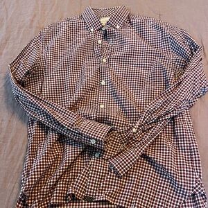 Billy Reid Brown and White Checkered Shirt